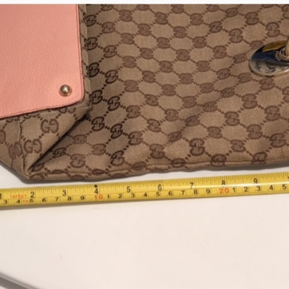 GUCCI Vintage Monogram Tote Brown/tan canvas & pink Leather trim - Picture 16 of 16